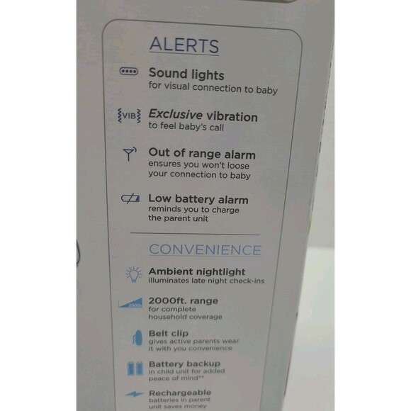 Graco Baby IMonitor Vibe Alert Digital Audio 2000 ft Range Rechargable - Picture 4 of 7